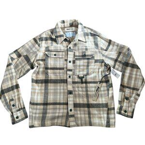 Reese Cooper Outdoor Supply Flannel Shirt in Tan Plaid Size Small